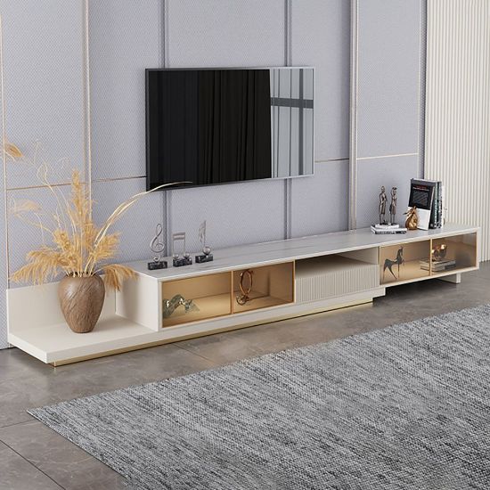Picture of Lunex LED TV Unit – Expandable Natural Wood with Drawer & Shelves
