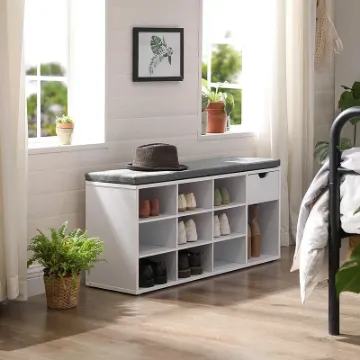 Show details for STODA Shoe Storage Bench With Drawers - White Picture of STODA Shoe Storage Bench With Drawers - White
