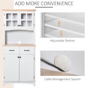 Coasta Style Kitchen Buffet and Hutch Wooden Storage Cabinet with Framed Glass Door 
