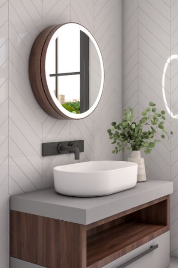 Picture of Aviana movable Round mirror with storage