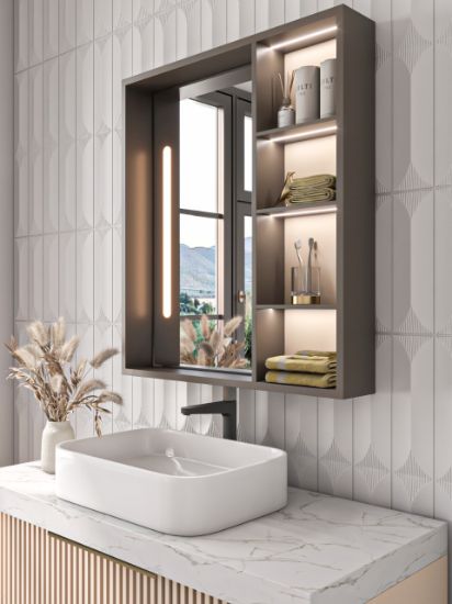 Picture of Cavena Led Mirror Cabinet With Shelves