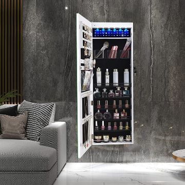 Show details for Matcha Over The Door Jewelry Armoire with Mirror Picture of Matcha Over The Door Jewelry Armoire with Mirror