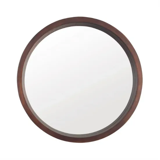 Round Wood Wall Mirror