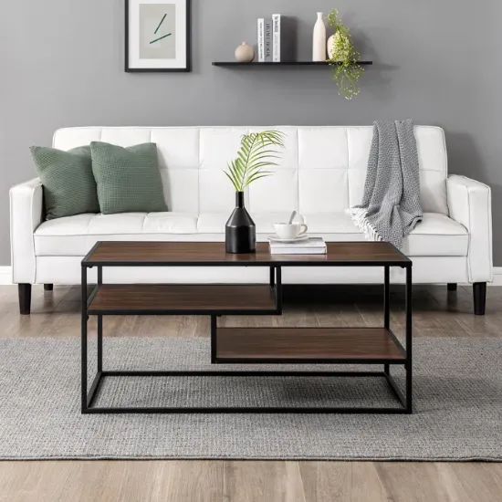 Picture of Stekla Metal and Wood Coffee table with two shelves