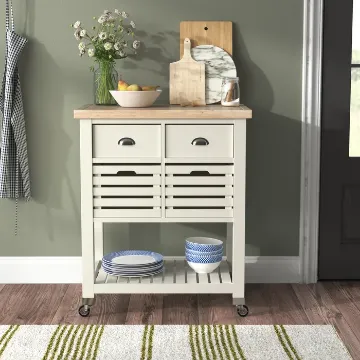 Diwai Rolling Kitchen Cart with Solid Wood Top Diwai Rolling Kitchen Cart with Solid Wood Top