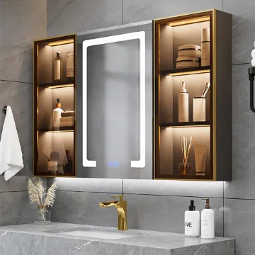 Black Wall-mounted LED Lighted Bathroom Medicine Cabinet Vanity Mirror with Storage Black Wall-mounted LED Lighted Bathroom Medicine Cabinet Vanity Mirror with Storage