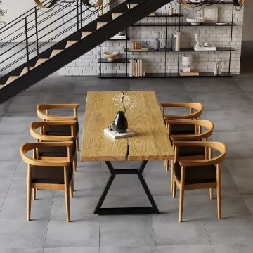 Show details for Separ Dining Table with Wood Top & Metal Frame Picture of Separ Dining Table with Wood Top & Metal Frame