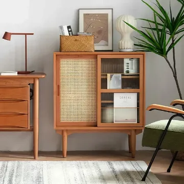 Patrick Storage Cabinet Natural Wood with Rattan Patrick Storage Cabinet Natural Wood with Rattan