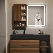 Picture of Julia lighted bathroom mirror with moving back storage