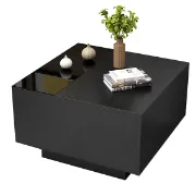 Picture of Stella Natural wood table with glass top - One Drawer