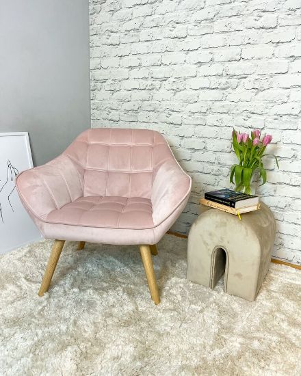 Picture of Melo Rounded Armchair – Soft Upholstery & Wooden Legs