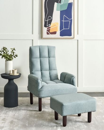 Picture of Oland Recliner chair made of linen and natural wood