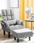 Picture of Oland Recliner chair made of linen and natural wood