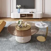 Picture of Palley Modern Oval TV Stand - Natural wood