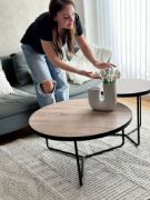 Picture of Alice Natural wood with Metal Coffee tables - Set of 3