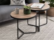 Picture of Alice Natural wood with Metal Coffee tables - Set of 3