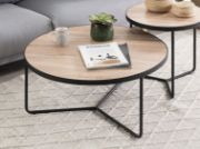 Picture of Alice Natural wood with Metal Coffee tables - Set of 3