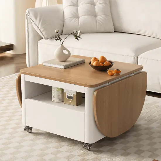 Picture of Ravon Oval Coffee Table – Natural Wood Top with Iron Frame