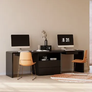 Show details for Clajy – Natural Wood Desk -Modern Desk with 4 Drawers & 1 Cabinet Picture of Clajy – Natural Wood Desk -Modern Desk with 4 Drawers & 1 Cabinet