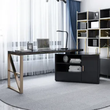 Show details for Verso – L-Shaped Natural Wood Computer Desk with Side Cabinet Picture of Verso – L-Shaped Natural Wood Computer Desk with Side Cabinet