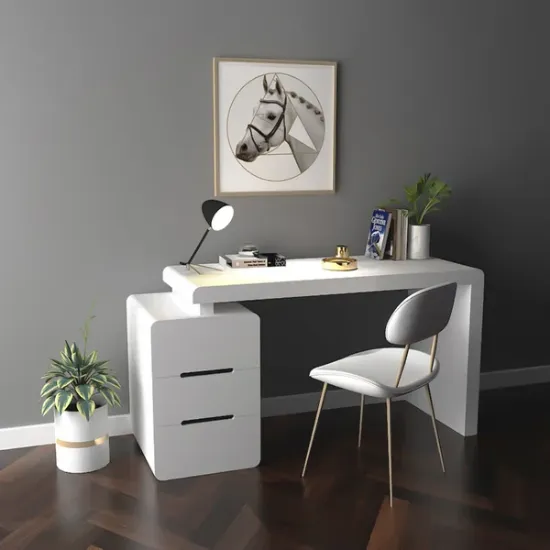 Picture of Mular Modern Desk with drawers  - Natural wood