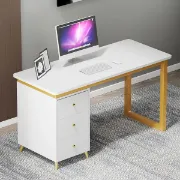 Picture of Glamy – Natural Wood Desk with Gold Metal Legs & Drawers