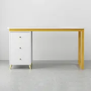 Picture of Glamy – Natural Wood Desk with Gold Metal Legs & Drawers