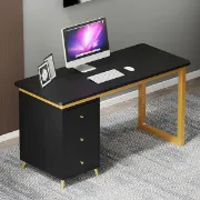 Picture of Glamy – Natural Wood Desk with Gold Metal Legs & Drawers