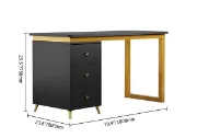 Picture of Glamy – Natural Wood Desk with Gold Metal Legs & Drawers