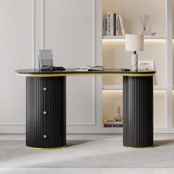 Show details for Hetachi – Natural Wood Office Desk with Double Pedestal Picture of Hetachi – Natural Wood Office Desk with Double Pedestal