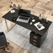 Picture of Jivar Modern Black Desk with Drawers