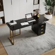 Picture of Jivar Modern Black Desk with Drawers