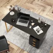 Picture of Jivar Modern Black Desk with Drawers