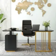 Picture of Jivar Modern Black Desk with Drawers