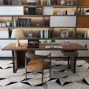 صورة مكتب خشب طبيعي مع معدن - ريمي