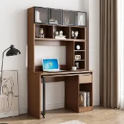 صورة مكتب ليفيني مع رف كتب - خشب طبيعي