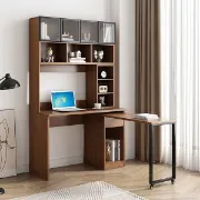 صورة مكتب ليفيني مع رف كتب - خشب طبيعي