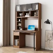 صورة مكتب ليفيني مع رف كتب - خشب طبيعي