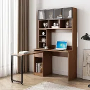 صورة مكتب ليفيني مع رف كتب - خشب طبيعي