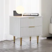 Siri – Side Table in Natural Wood with Stainless Steel Legs