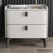 Terryé Nightstand – Natural Wood Design with Faux Marble Top