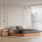 Fylora Nightstand – Natural Wood Frame with Marble Top