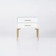 Hype Nightstand – Glossy Modern Design with Two Drawers and Gold Legs