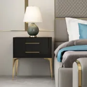 Hype Nightstand – Glossy Modern Design with Two Drawers and Gold Legs