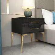 Hype Nightstand – Glossy Modern Design with Two Drawers and Gold Legs