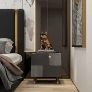 Picture of Denize Modern Black & Gray Nightstand - 2 drawers