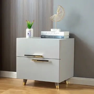 Show details for Grayish White Nightstand Modern 2-Drawer Picture of Grayish White Nightstand Modern 2-Drawer
