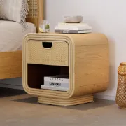 Picture of Demnal Nightstand Rattan with Natural wood