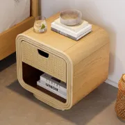 Picture of Demnal Nightstand Rattan with Natural wood