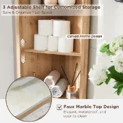 صورة خزانة حمام خشب طبيعي - برونز